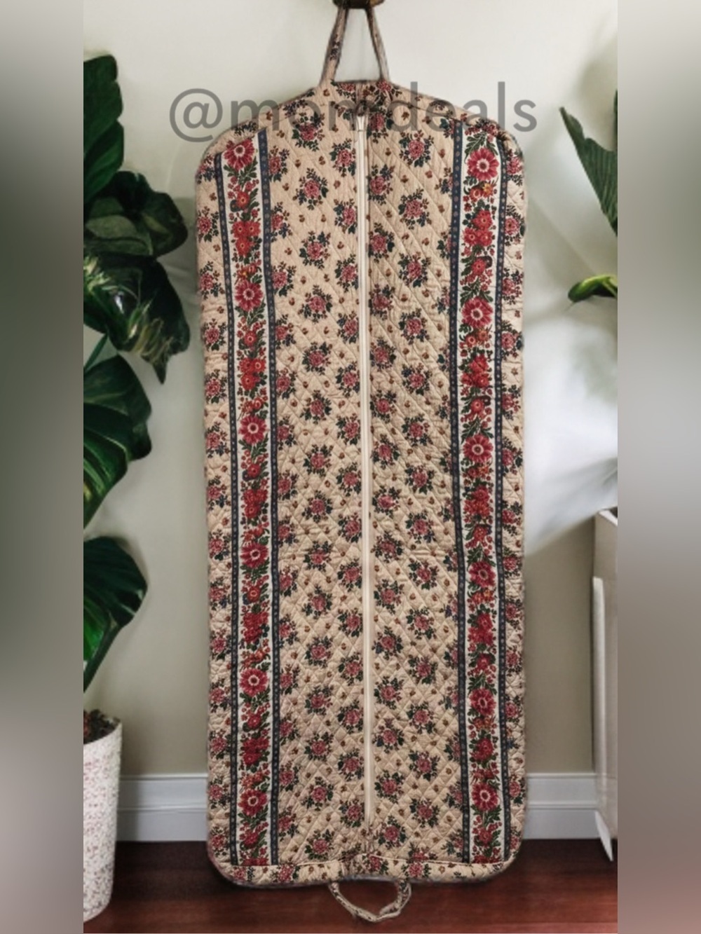 Vtg Vera Bradley "Tea Garden" 1994 Quilted Garment Bag Travel Luggage 55x22 Rare